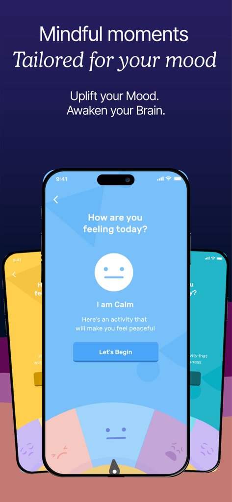 Ivory: Brain Training Games - Mood tracking interface in the Ivory app asking how you are feeling today with a calm selection