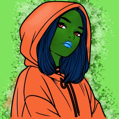 a realistic girl in a hoodie