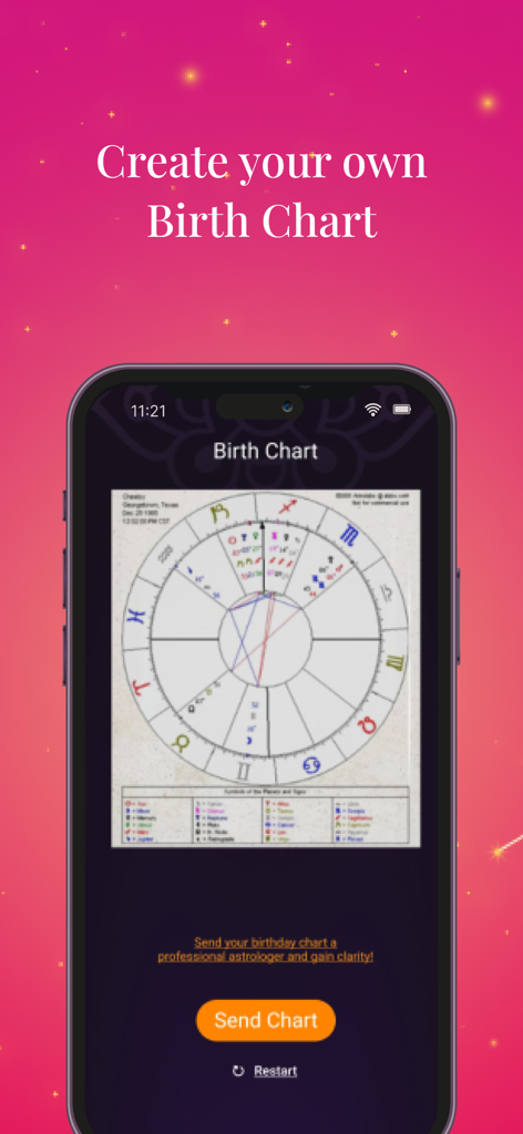 Psychic Reading Prediction - Función de carta natal astrológica personalizada en la aplicación Predicción de Lectura Psíquica