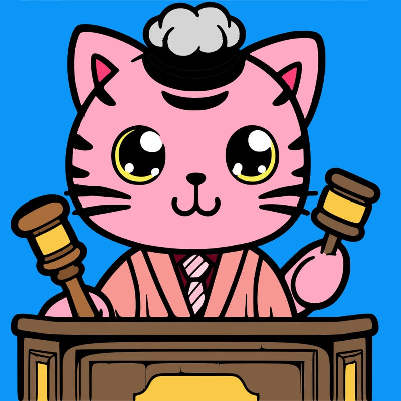 cute cat who is a judge in a court of law