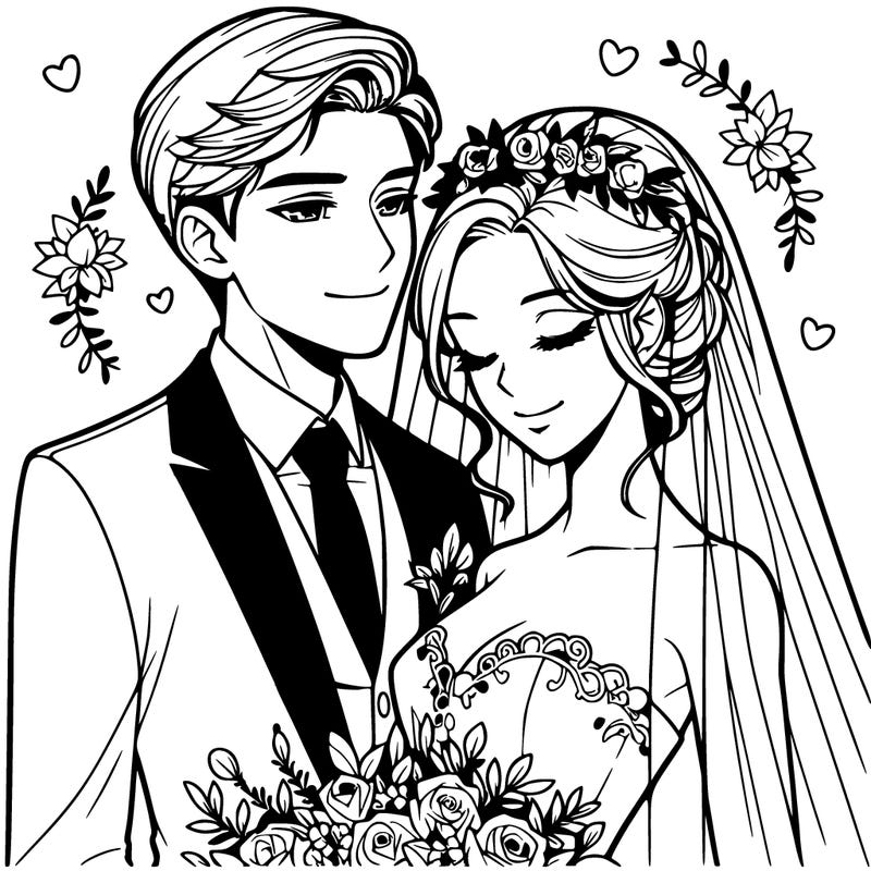 realistic wedding bride and groom