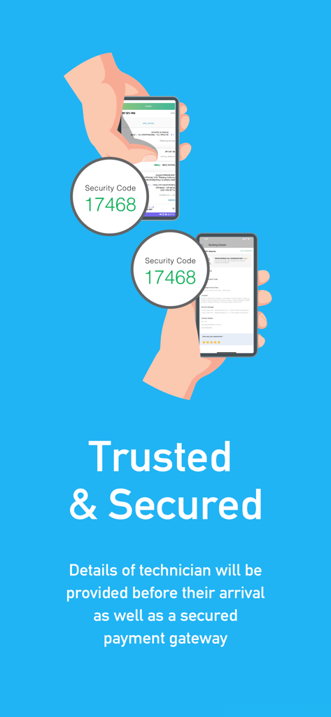 GO DAIKIN - GO DAIKIN app screen showing a security code for technician verification and details for trusted and secured service