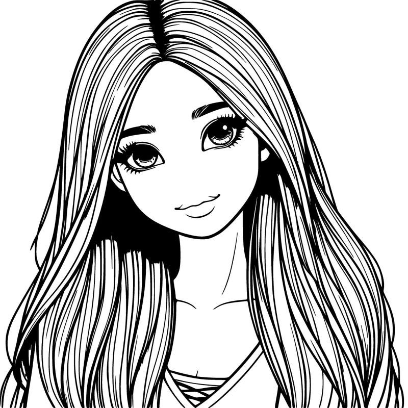 realistic girl with long hair