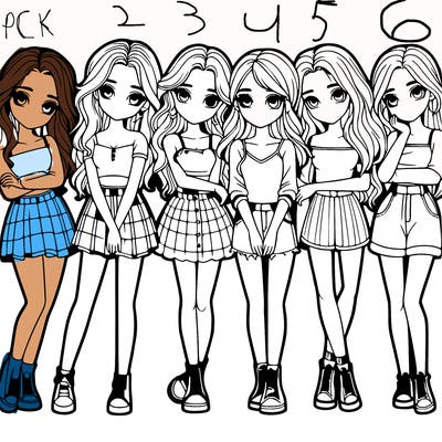 a group of girls realistic