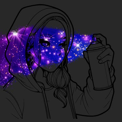 a realistic girl, spray painting