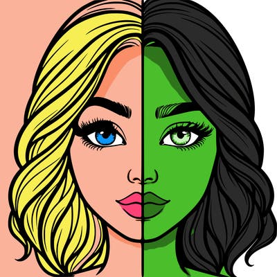 realistic girl split half