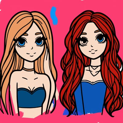 two best freind girls with long hair