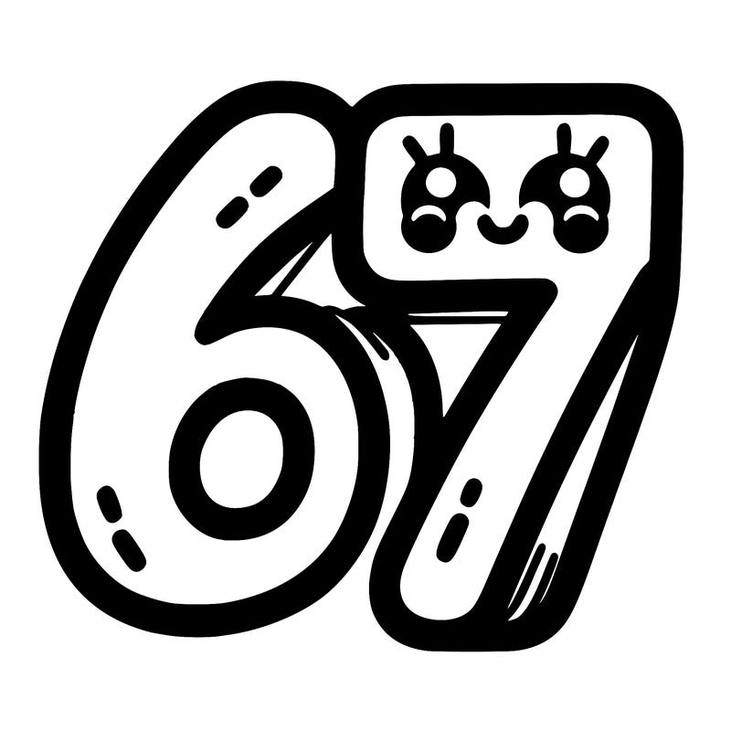the numbers 67
