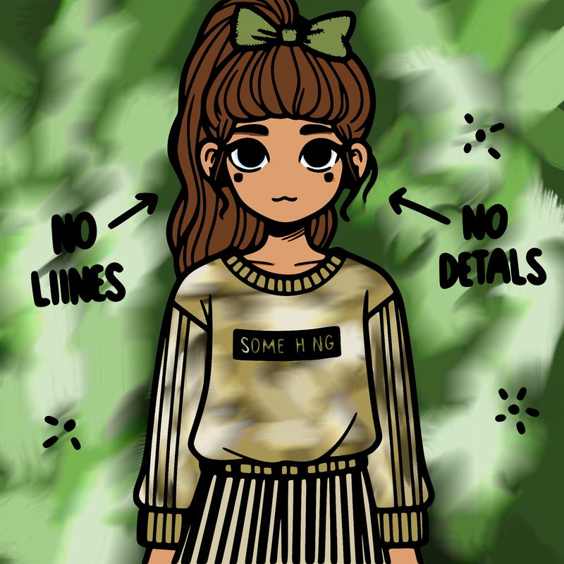 a girl with a shirt that says something on it