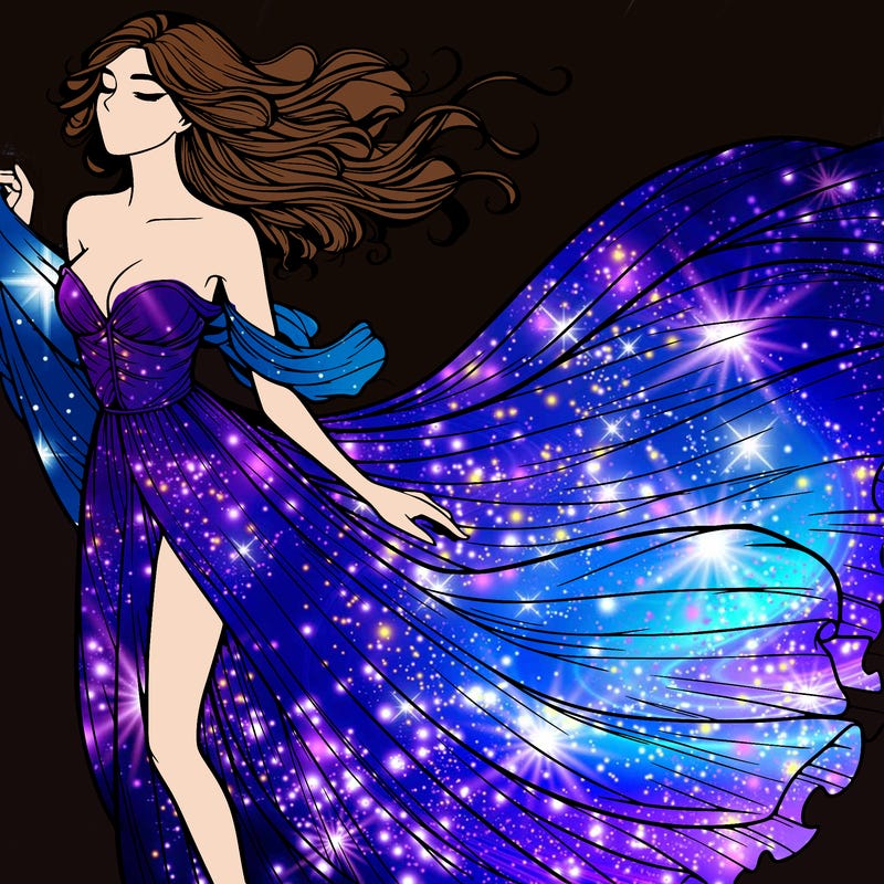 realistic woman in dress flowing the the wind