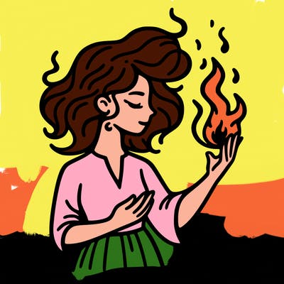 woman with fire