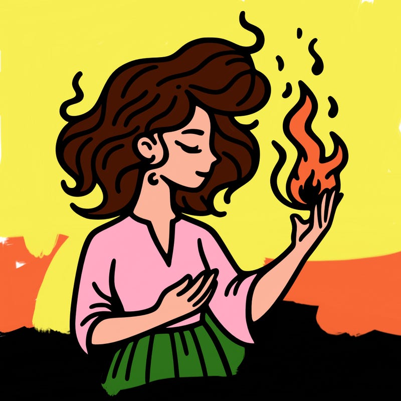 woman with fire