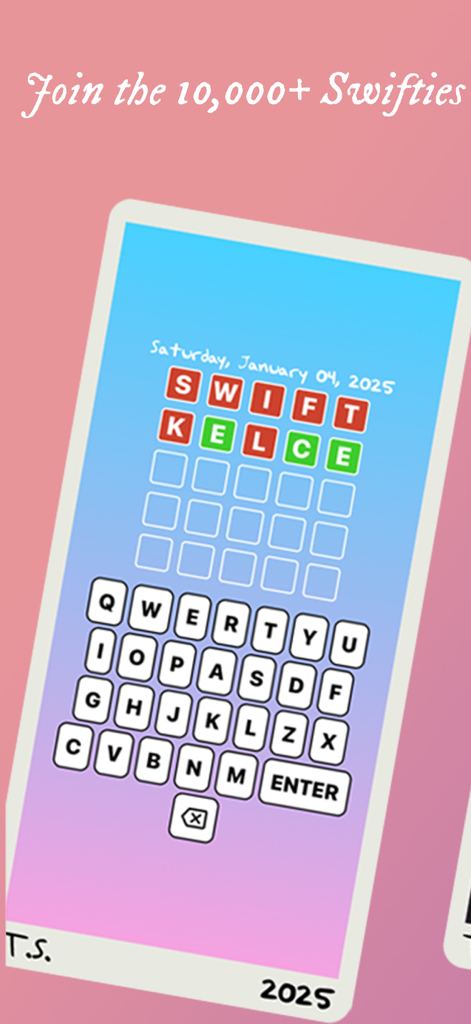 Swiftie Swipe - Swiftie Swipe word puzzle game interface for Taylor Swift fans