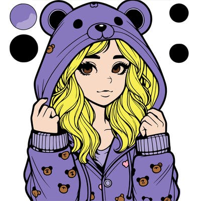 realistic girl in a animal pjs hoodie
