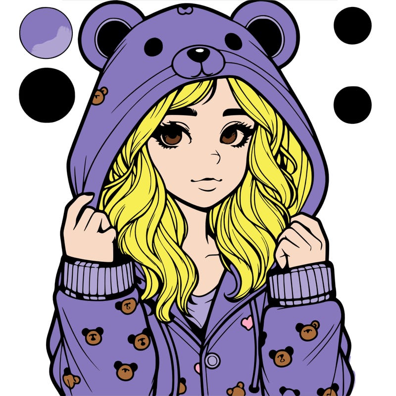 realistic girl in a animal pjs hoodie