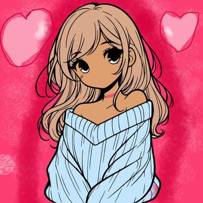 shy pretty girl wearing a sweater that is falling off one shoulder portrait