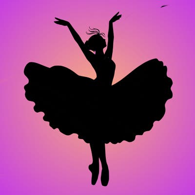 a delicate ballerina with her costume in motion.