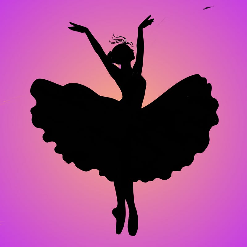 a delicate ballerina with her costume in motion.