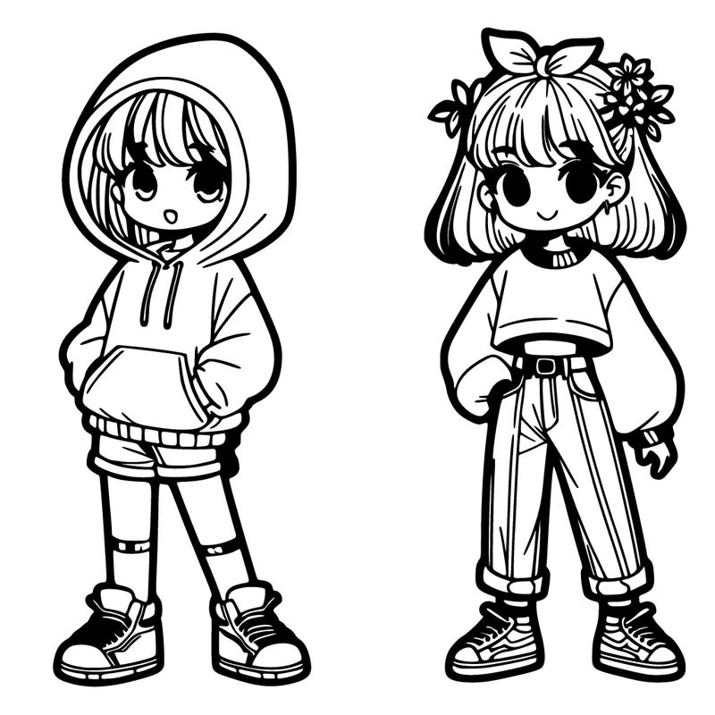 two teenager girls one wearing a hoodie and shorts and the other way and crop top and jeans