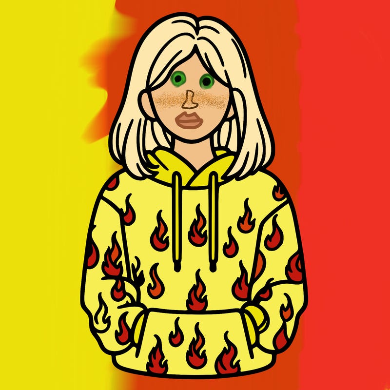 woman with fire hoodie