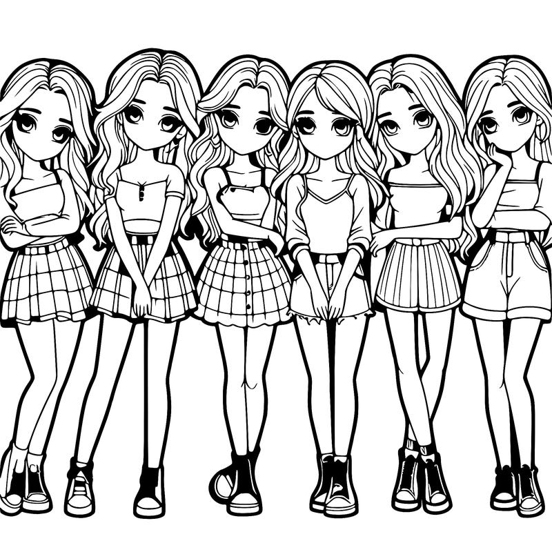 a group of girls realistic