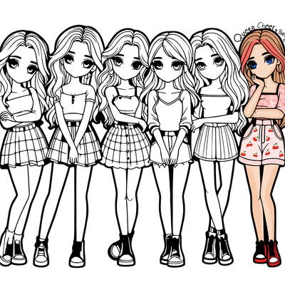 a group of girls realistic