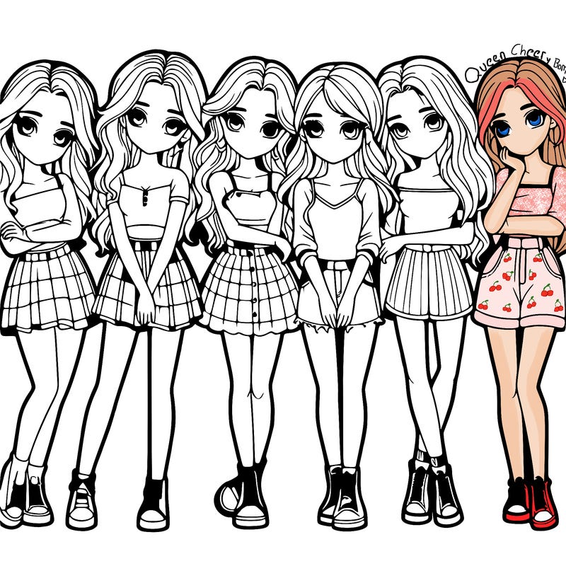 a group of girls realistic