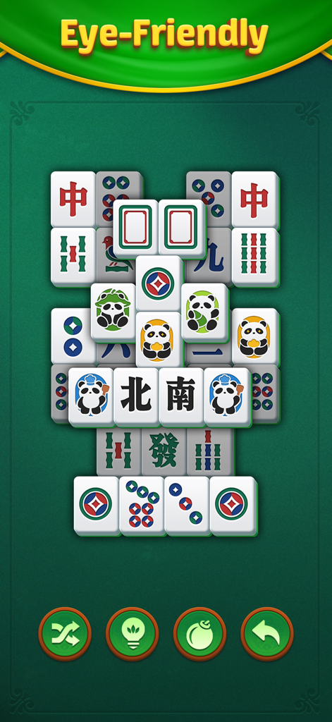 Pantalla de juego de Match Mahjong con azulejos grandes amigables a la vista y controles sencillos para personas mayores