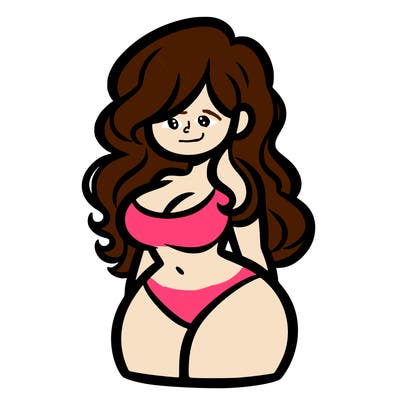curvy woman with hair