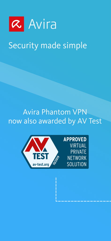 Werbebild für Avira Phantom VPN mit der Auszeichnung für Sicherheit, genehmigt von AV Test