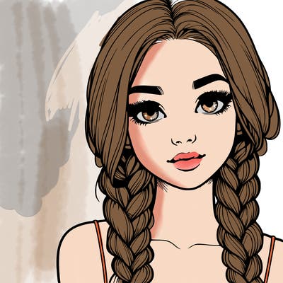 realistic girl with braids
