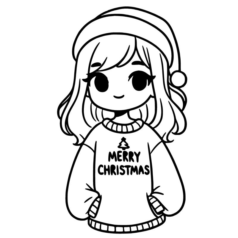 girl with a sweatshirt that says merry christmas