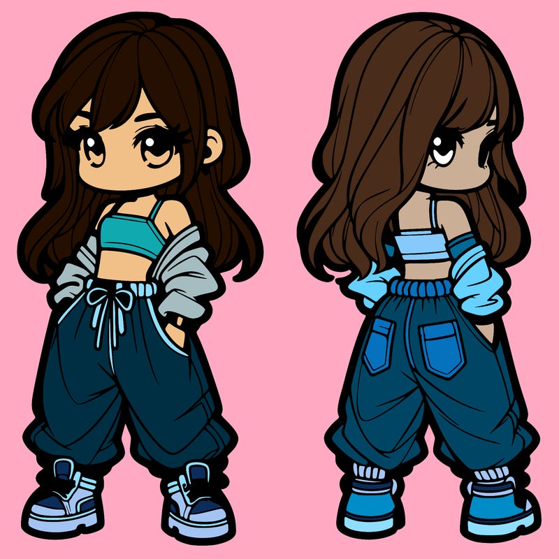 girl in crop top and baggy pants