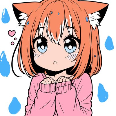 shy anime catgirl