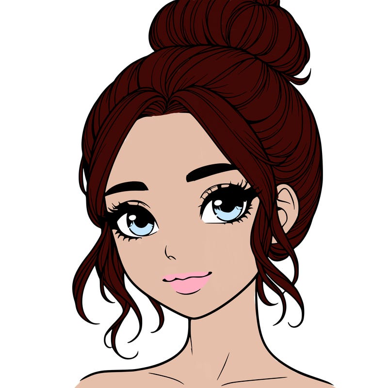 realistic pretty girl with hair in bun