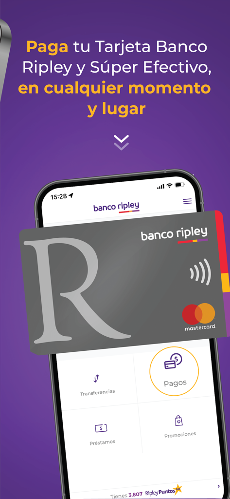 Banco Ripley Peru mobile app screen showing credit card payment options