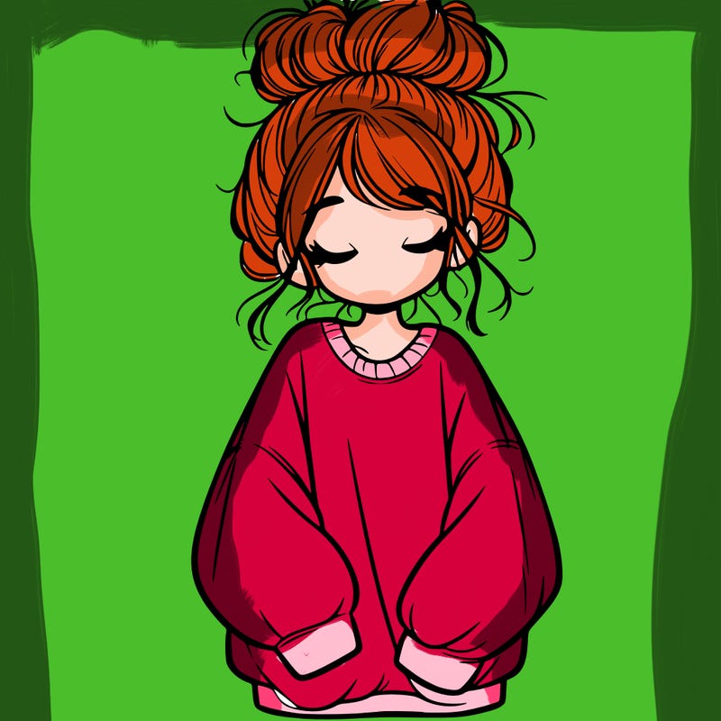 girl with baggy sweatshirt and messy bun