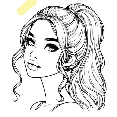 realistic girl with a ponytail on her hair and lips