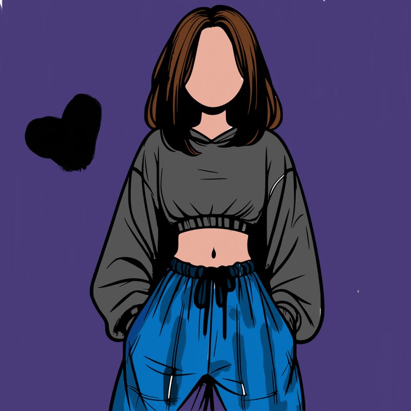 realistic girl faceless with baggy pants and a crop top