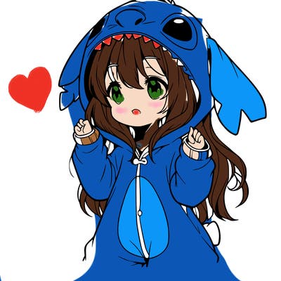 anime girl in a stitch onsie