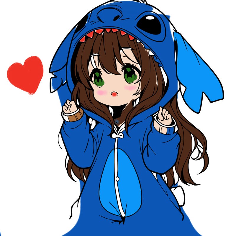 anime girl in a stitch onsie