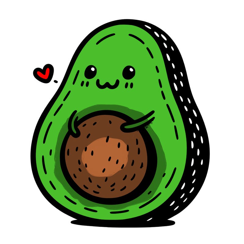 an avocado hugging an avocado