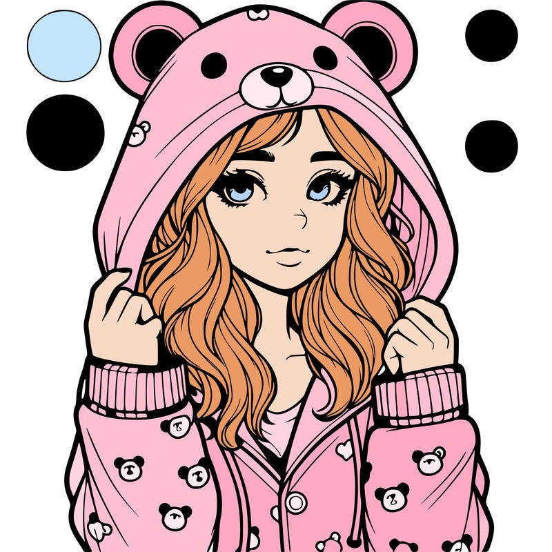 realistic girl in a animal pjs hoodie