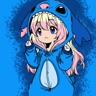 anime girl in a stitch onsie