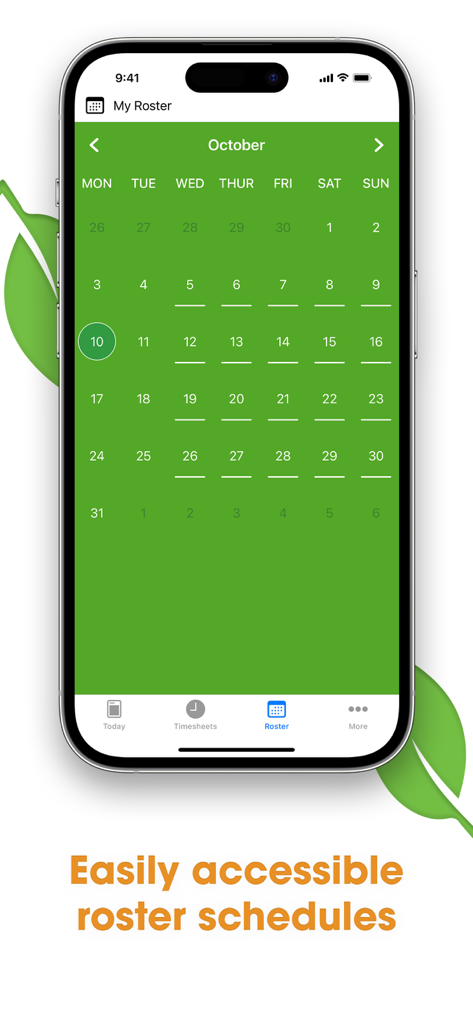 AgriSmart - AgriSmart mobile app showing a farm roster calendar schedule