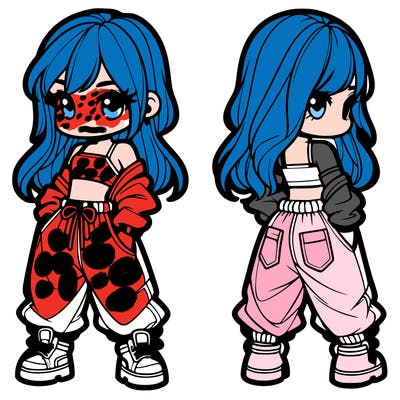 girl in crop top and baggy pants