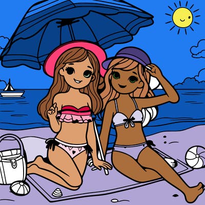 2 girls on the beach