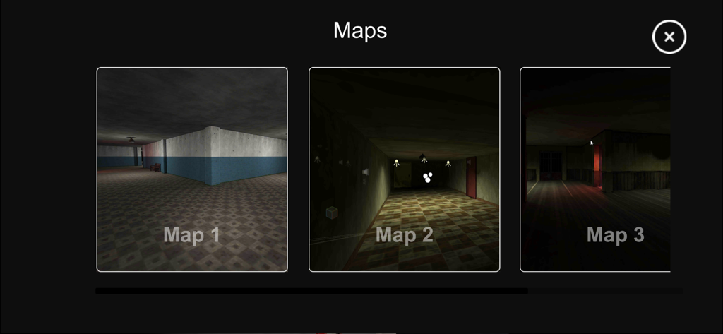 In-game map selection menu for Asylum 77 showing three dark and eerie asylum levels.