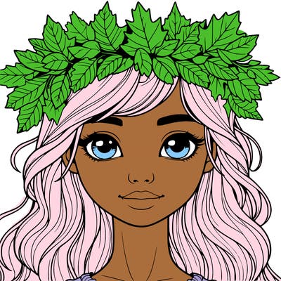 realistic girl with fall leaf crown