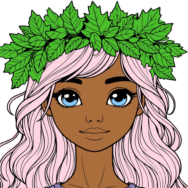 realistic girl with fall leaf crown